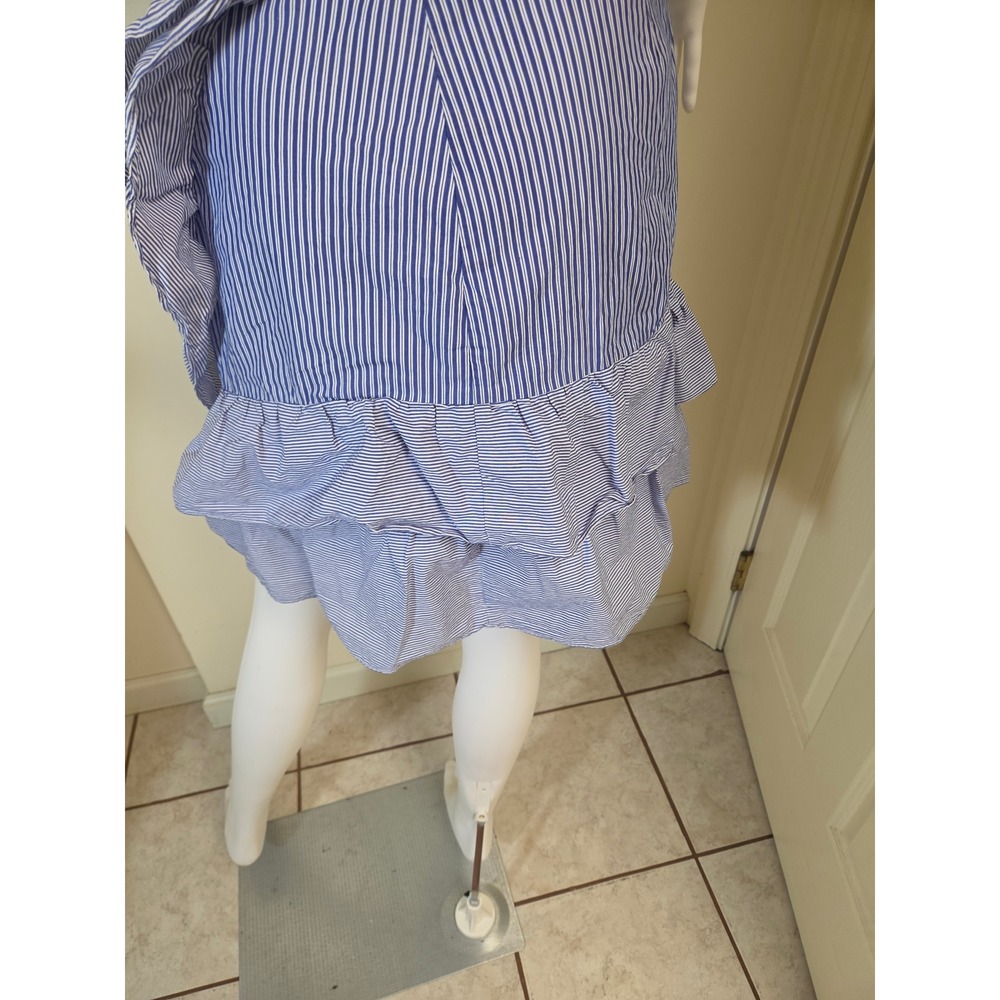 Parker Blue White Striped Cotton Ruffle Mini Skirt Side‎ Tie Wrap Small - Picture 12 of 12
